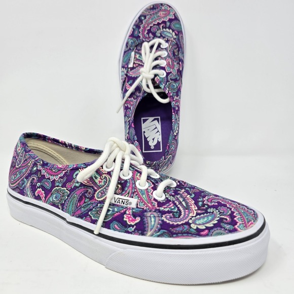 Vans Shoes - Vans Authentic Purple Paisley Canvas Low Top Sneakers Womens 6 Mens 4.5